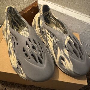 Yeezy Gray and Cream Athletic Shoes